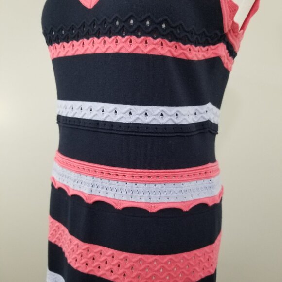 Nwt Milly Striped Pointelle Knit Midi Dress M Womens Coastal Resort Yacht Club - Picture 5 of 13